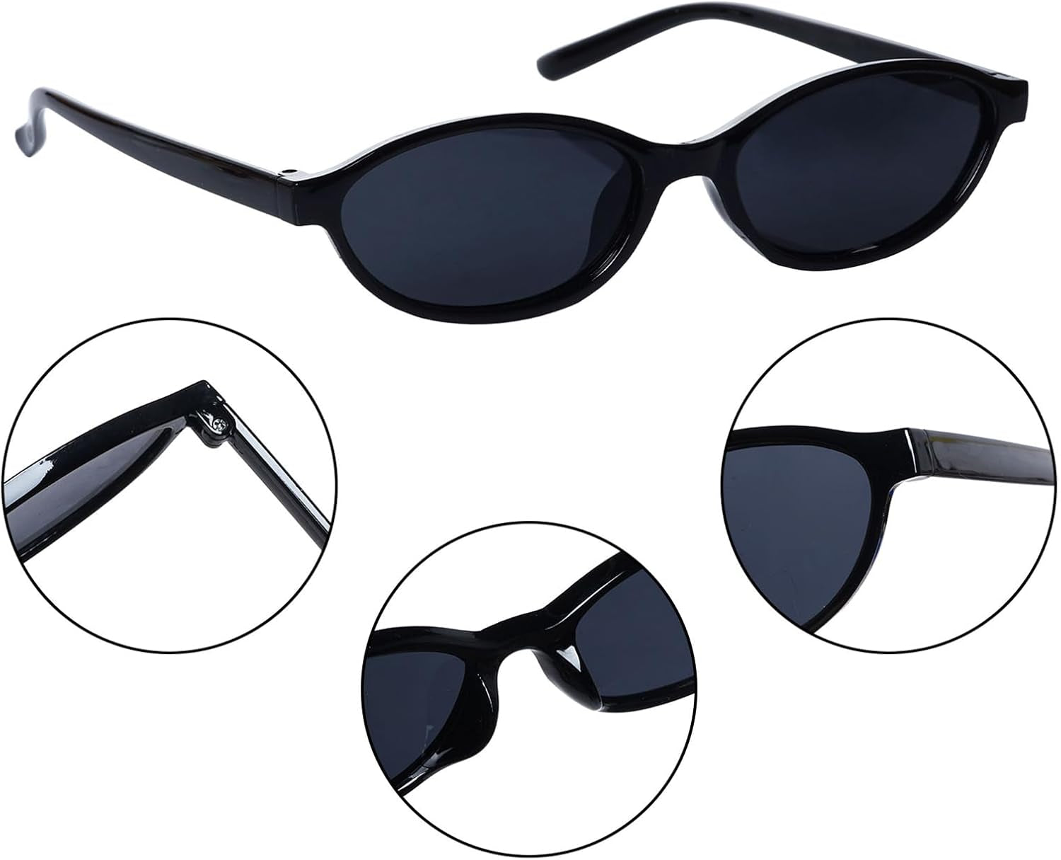 3 Pairs Retro Oval Cat Eye Sunglasses for Women Y2K Trendy Narrow Shades Sunnies 90S Designer Protection Sun Glasses