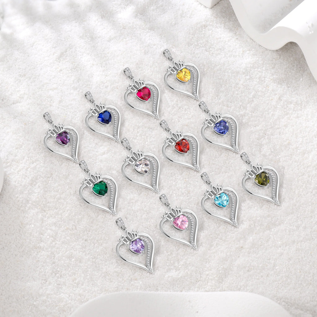 Yndra Heart Necklace for Women,S925 Sterling Silver August Peridot Birthstone Crown Pendant Necklace,Jewelry Gift for Her Wife Mom Girlfriend,Birthday Valentine’S Day Mother’S Day Gift