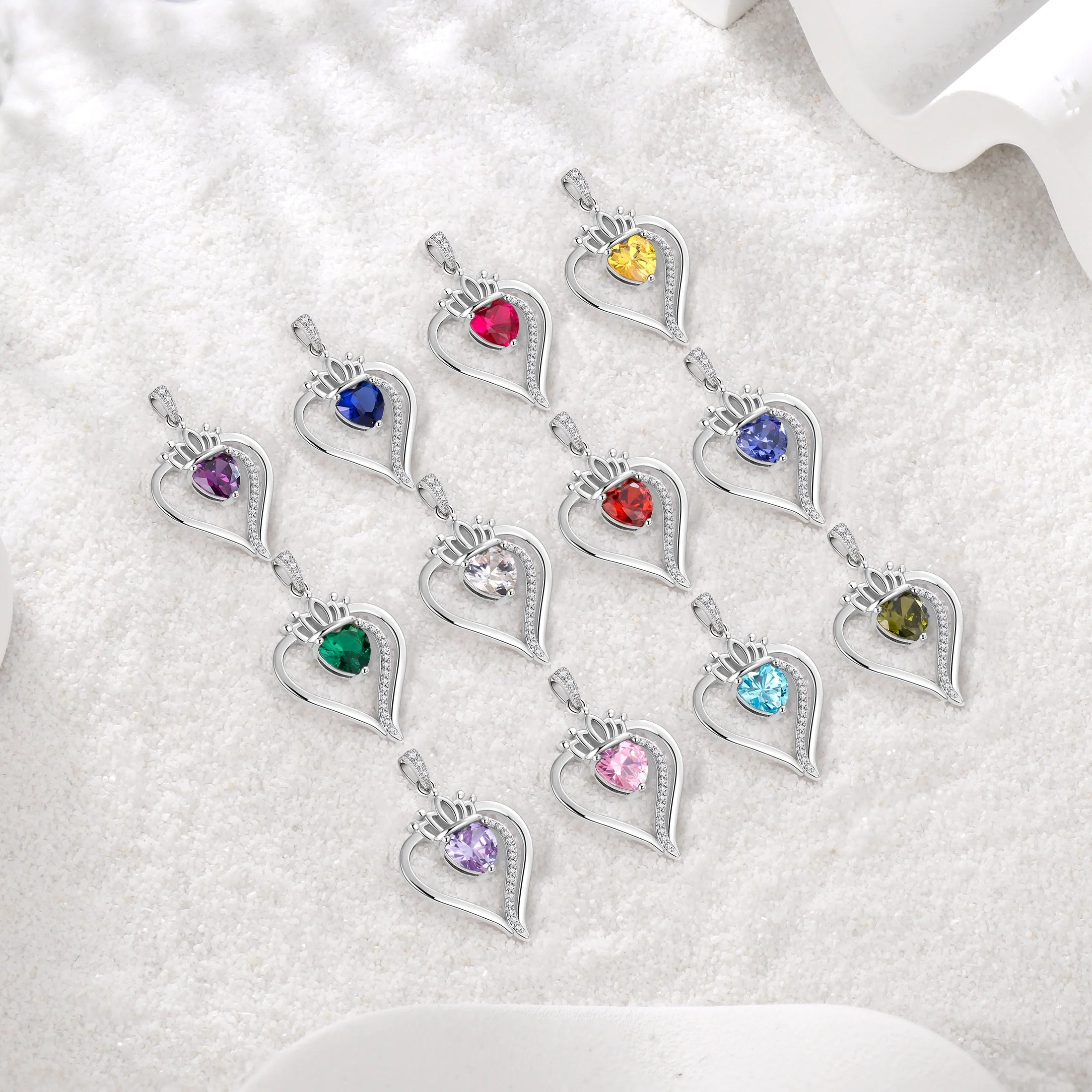 Yndra Heart Necklace for Women,S925 Sterling Silver August Peridot Birthstone Crown Pendant Necklace,Jewelry Gift for Her Wife Mom Girlfriend,Birthday Valentine’S Day Mother’S Day Gift