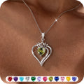 Yndra Heart Necklace for Women,S925 Sterling Silver August Peridot Birthstone Crown Pendant Necklace,Jewelry Gift for Her Wife Mom Girlfriend,Birthday Valentine’S Day Mother’S Day Gift